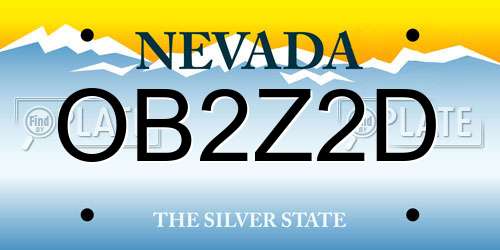 OB2Z2D Nevada License Plate