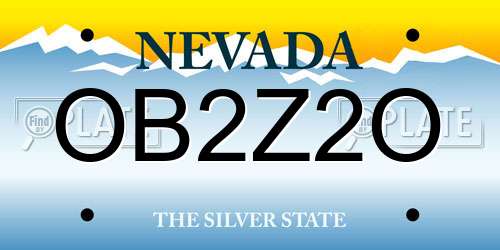 OB2Z2O Nevada License Plate