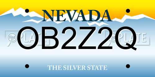 OB2Z2Q Nevada License Plate