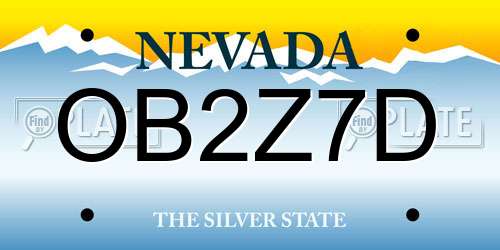 OB2Z7D Nevada License Plate