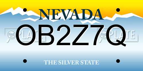 OB2Z7Q Nevada License Plate