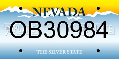 OB30984 Nevada License Plate