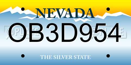 OB3D954 Nevada License Plate