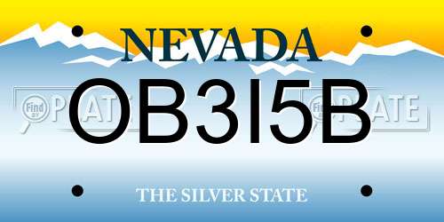 OB3I5B Nevada License Plate
