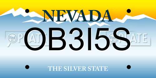 OB3I5S Nevada License Plate