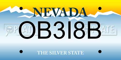 OB3I8B Nevada License Plate