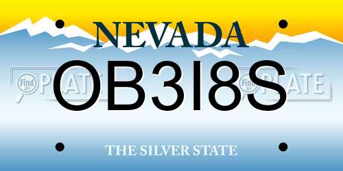 OB3I8S Nevada License Plate