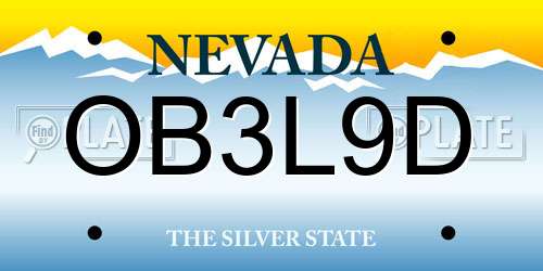 OB3L9D Nevada License Plate