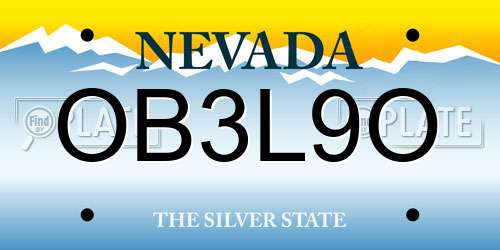 OB3L9O Nevada License Plate