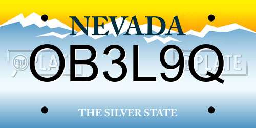 OB3L9Q Nevada License Plate