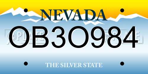 OB3O984 Nevada License Plate
