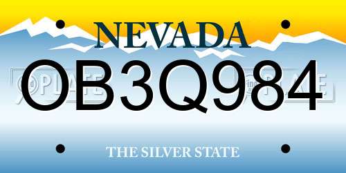 OB3Q984 Nevada License Plate