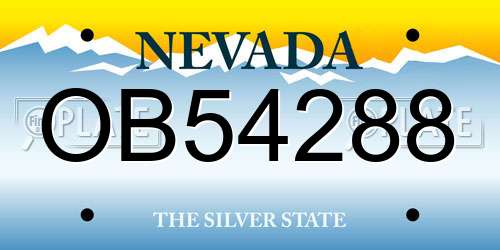 OB54288 Nevada License Plate