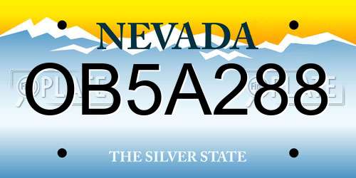 OB5A288 Nevada License Plate