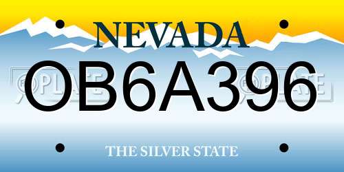 OB6A396 Nevada License Plate
