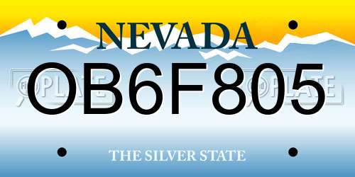 OB6F805 Nevada License Plate