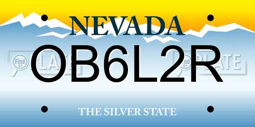 OB6L2R Nevada License Plate