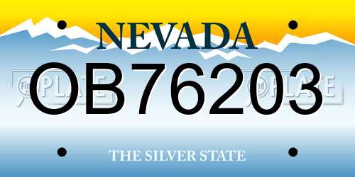 OB76203 Nevada License Plate