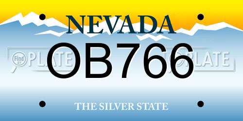 OB766 Nevada License Plate