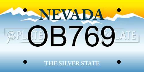 OB769 Nevada License Plate