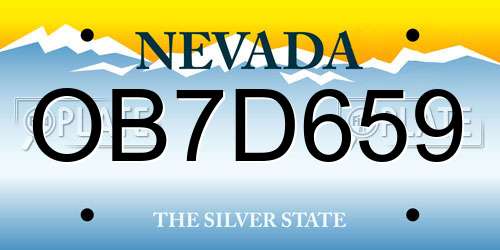 OB7D659 Nevada License Plate