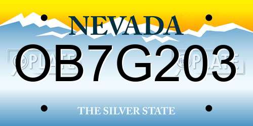 OB7G203 Nevada License Plate