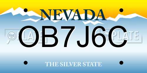 OB7J6C Nevada License Plate