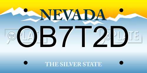OB7T2D Nevada License Plate