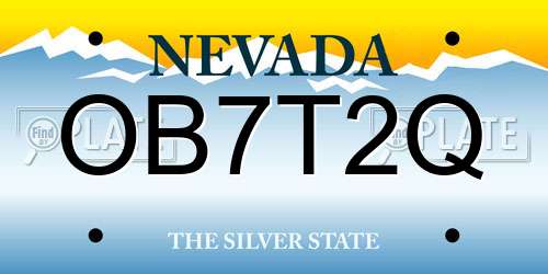 OB7T2Q Nevada License Plate