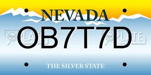 OB7T7D Nevada License Plate