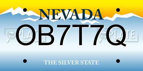OB7T7Q Nevada License Plate