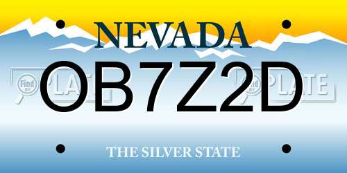 OB7Z2D Nevada License Plate