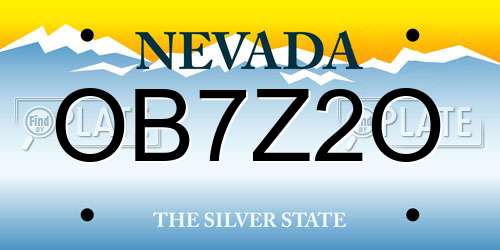 OB7Z2O Nevada License Plate