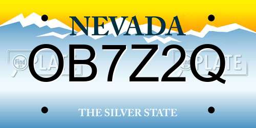 OB7Z2Q Nevada License Plate