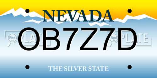OB7Z7D Nevada License Plate