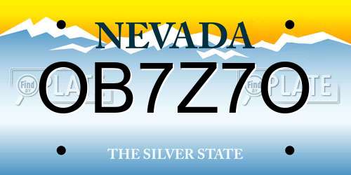 OB7Z7O Nevada License Plate