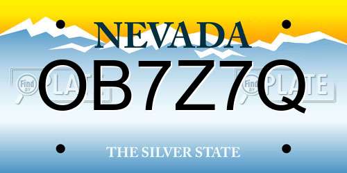 OB7Z7Q Nevada License Plate
