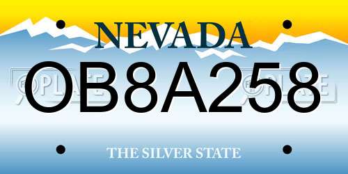 OB8A258 Nevada License Plate