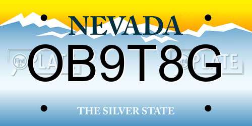 OB9T8G Nevada License Plate