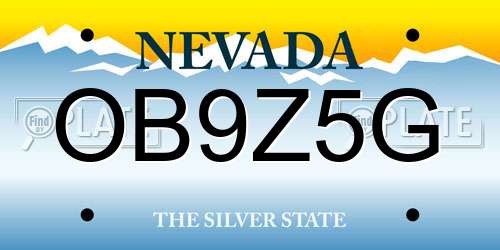OB9Z5G Nevada License Plate