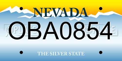 OBA0854 Nevada License Plate