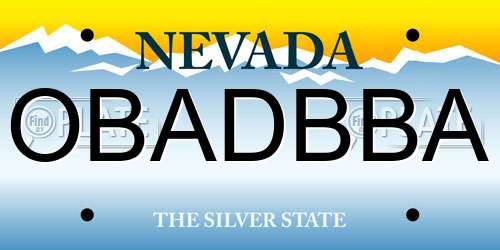 OBADBBA Nevada License Plate