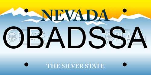 OBADSSA Nevada License Plate
