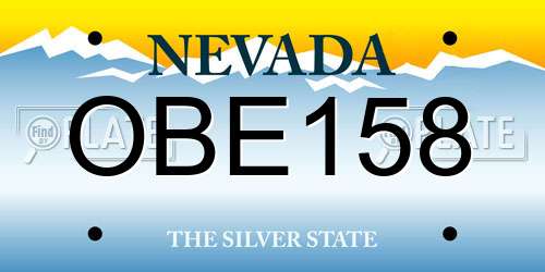 OBE158 Nevada License Plate