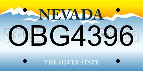 OBG4396 Nevada License Plate