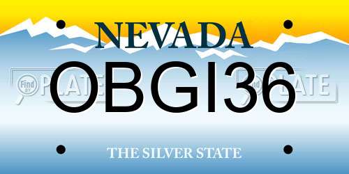 OBGI36 Nevada License Plate