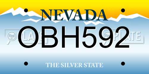 OBH592 Nevada License Plate