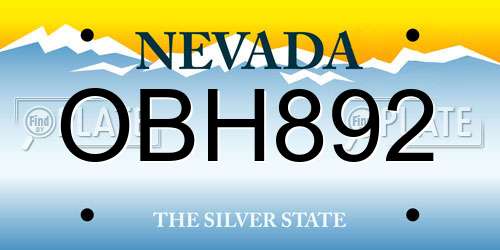 OBH892 Nevada License Plate