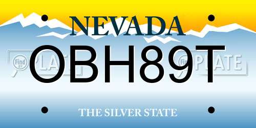 OBH89T Nevada License Plate