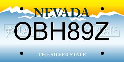 OBH89Z Nevada License Plate